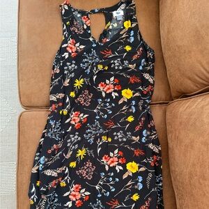 Old Navy Black Floral Backless Dress